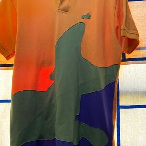 Akoo Orange Green Purple Colorblock Polo